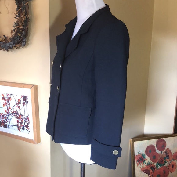 ANN TAYLOR Size 2P Navy Blazer Brushed Gold Stretchy Blazers $198 NEW - Picture 9 of 16